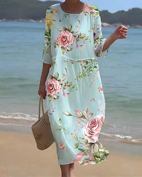 Miranda | Elegant belly-covering floral dress