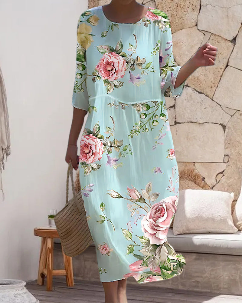 Miranda | Elegant belly-covering floral dress