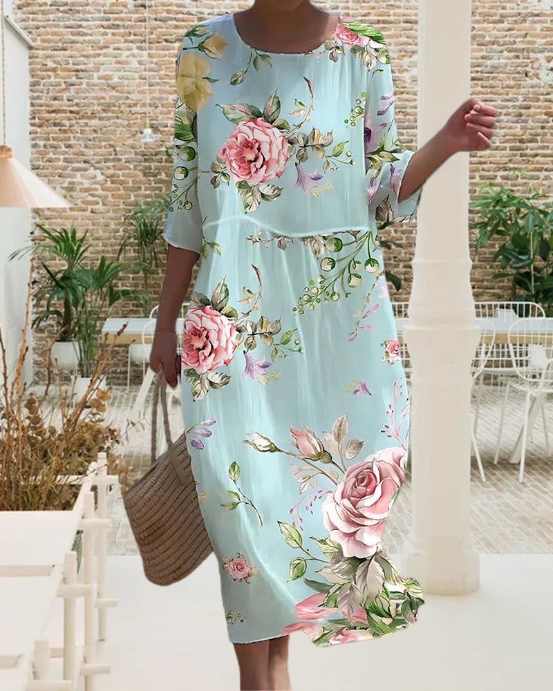 Miranda | Elegant belly-covering floral dress